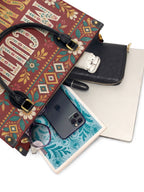 "Mi cultura es mi fortaleza" ver.6 Leather Handbag - interior | Paleta Bags