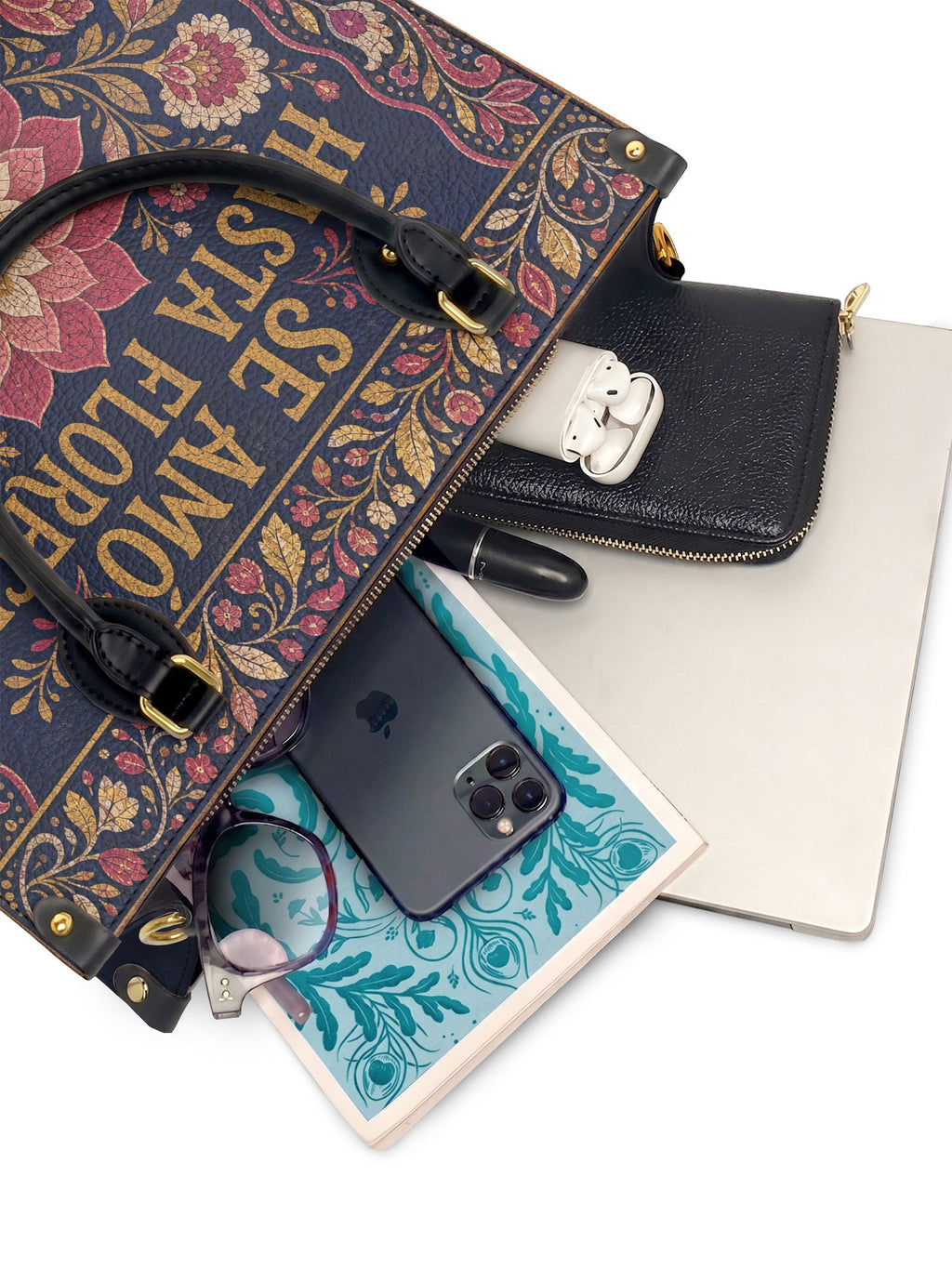 "Se amó hasta florecer" ver.4 Leather Handbag - interior | Paleta Bags