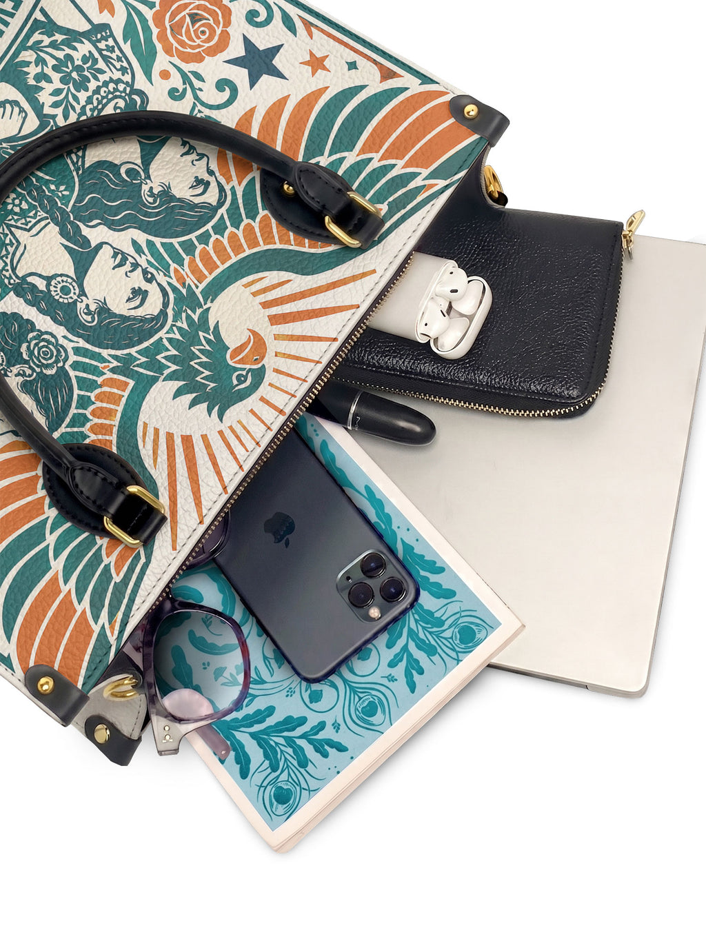 "Llevada por mujeres que inspiran" ver.3 Leather Handbag - interior | Paleta Bags