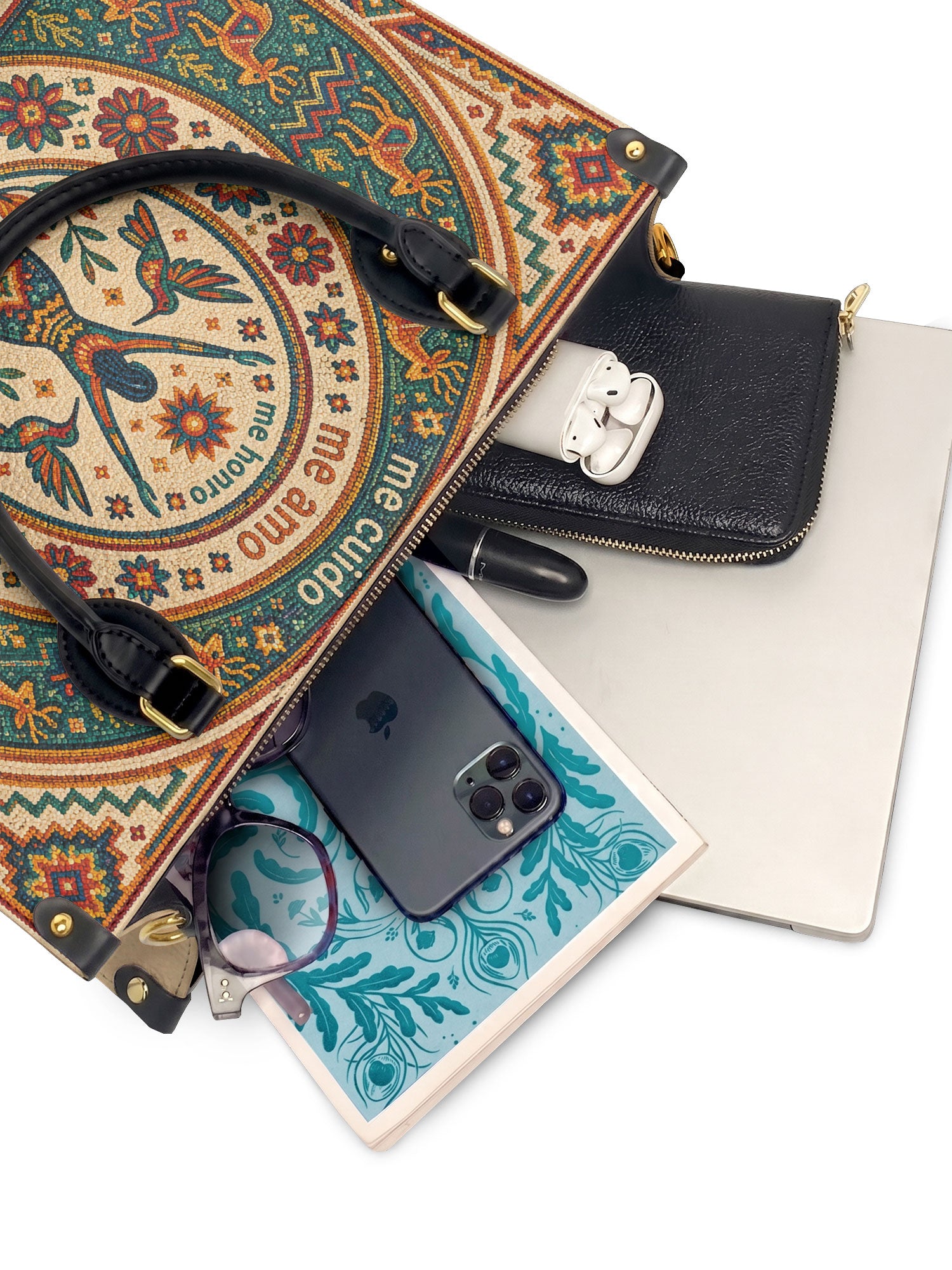 "Me cuido, me amo, me honro" ver.1 Leather Handbag - interior | Paleta Bags