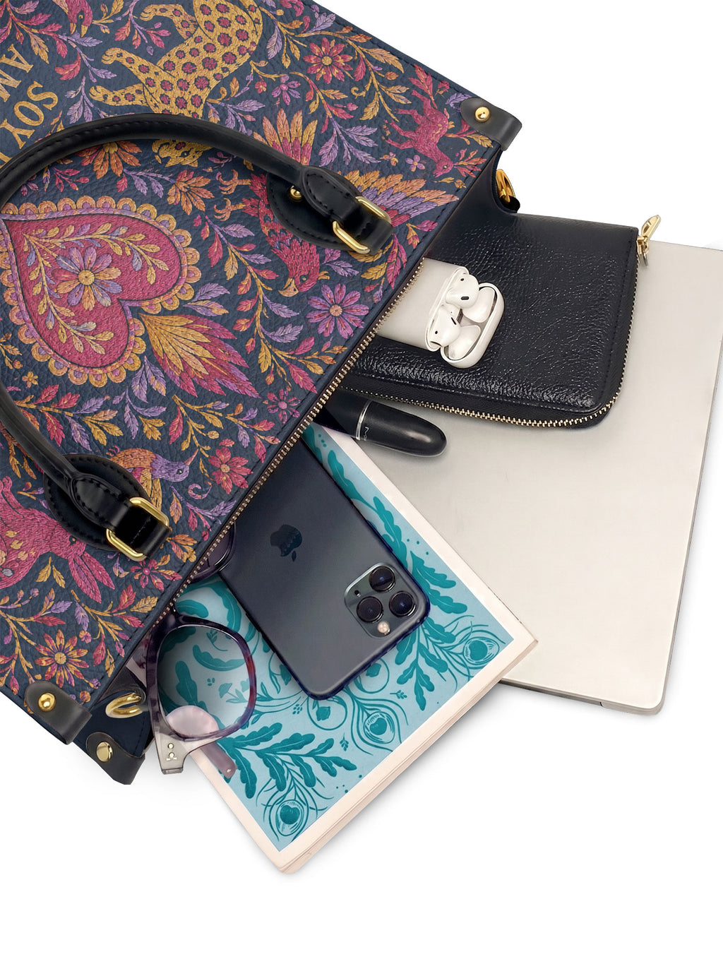 "Otomi Wild Embroidery" ver.2 Leather Handbag - interior | Paleta Bags