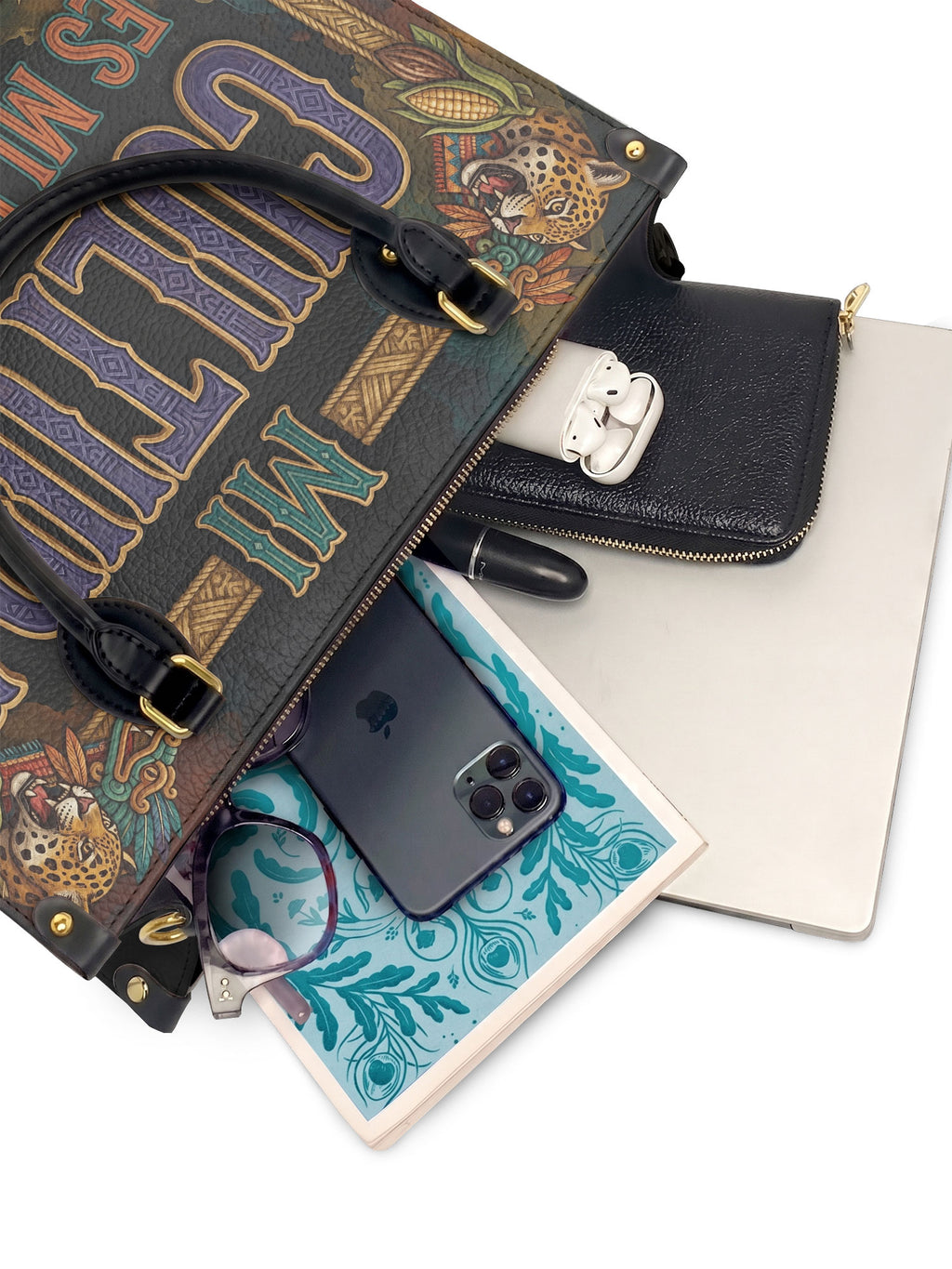 "Mi cultura es mi fortaleza" ver.3 Leather Handbag - interior | Paleta Bags