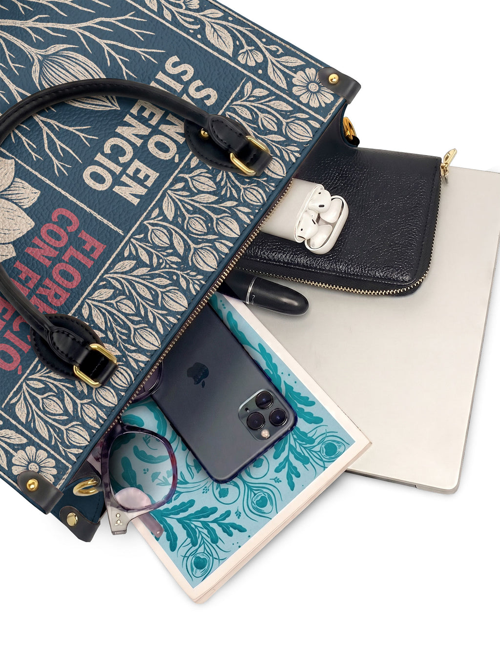 "Sanó en silencio, floreció con fuerza" ver.1 Leather Handbag - interior | Paleta Bags