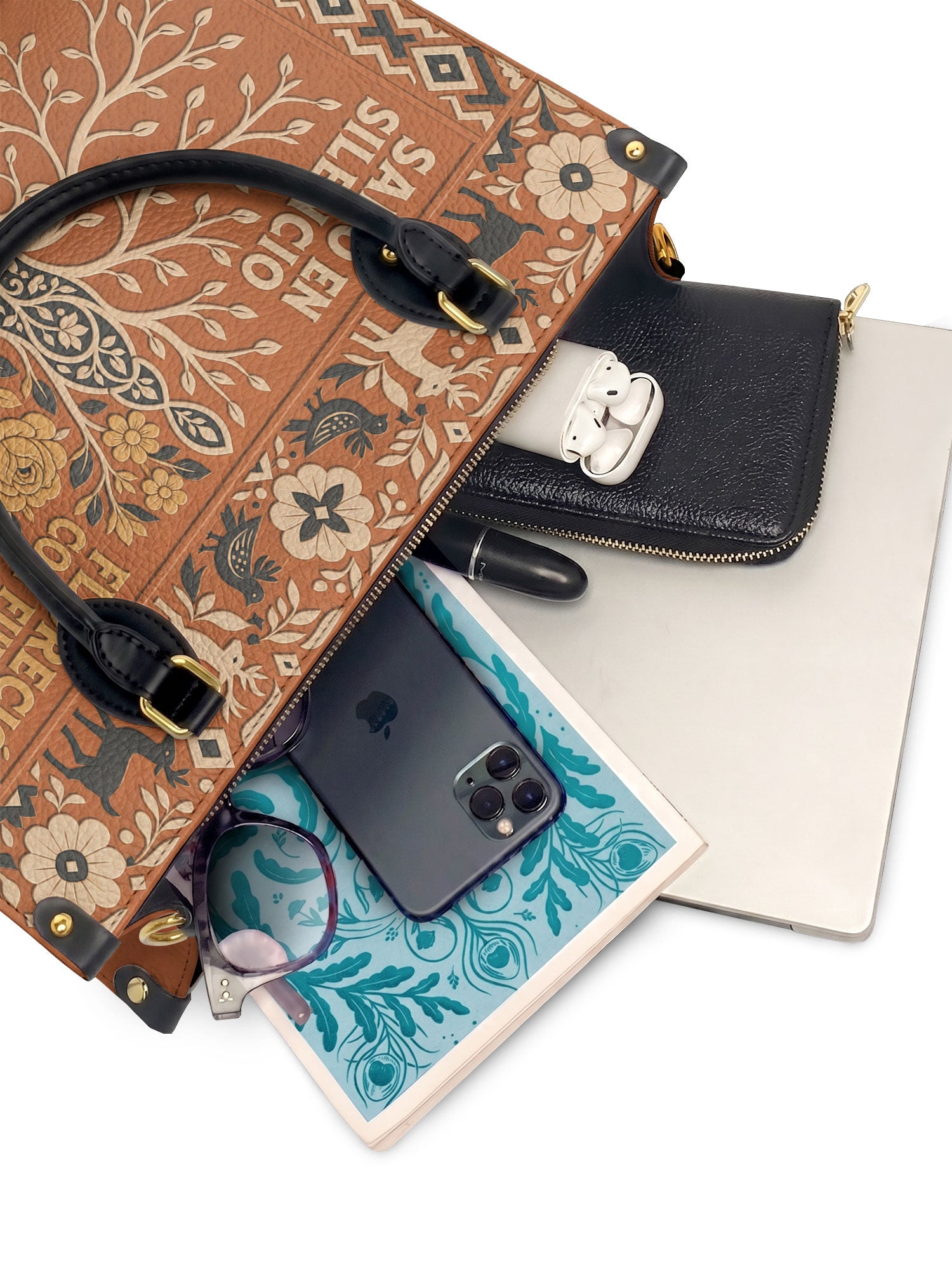 "Sanó en silencio, floreció con fuerza" ver.4 Leather Handbag - interior | Paleta Bags