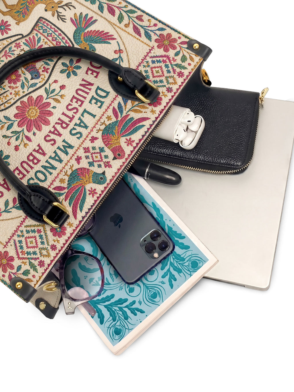 "De las manos de nuestras abuelas a las nuestras" ver.1 Leather Handbag - interior | Paleta Bags