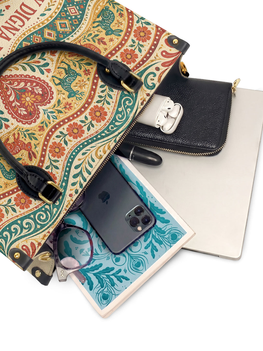 "Otomi Wild Embroidery" ver.1 Leather Handbag - interior | Paleta Bags