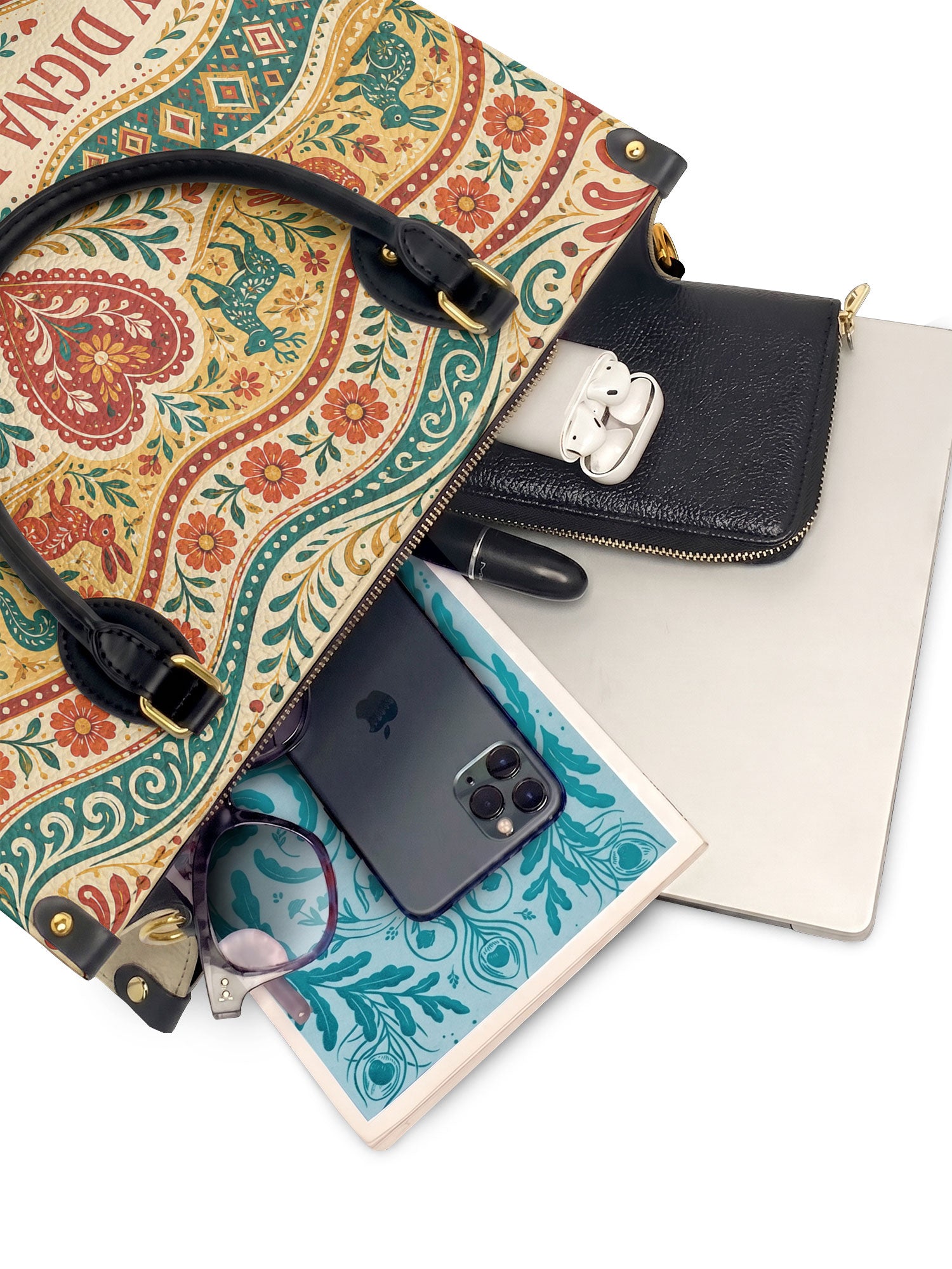 "Otomi Wild Embroidery" ver.1 Leather Handbag - interior | Paleta Bags