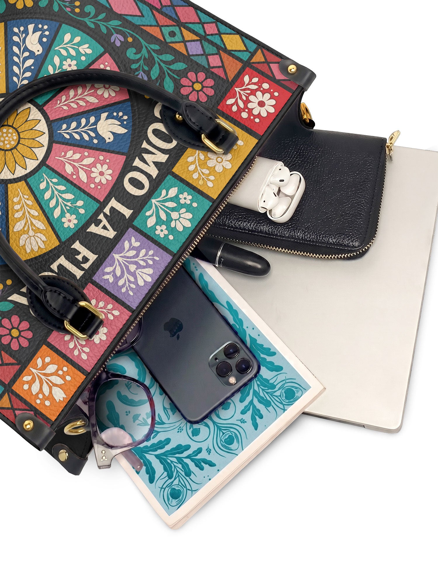 "Como la flor, regreso cada primavera" ver.2 Leather Handbag - interior | Paleta Bags