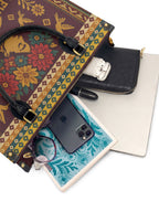 "Lleva su cultura como flores en flor" ver.4 Leather Handbag - interior | Paleta Bags