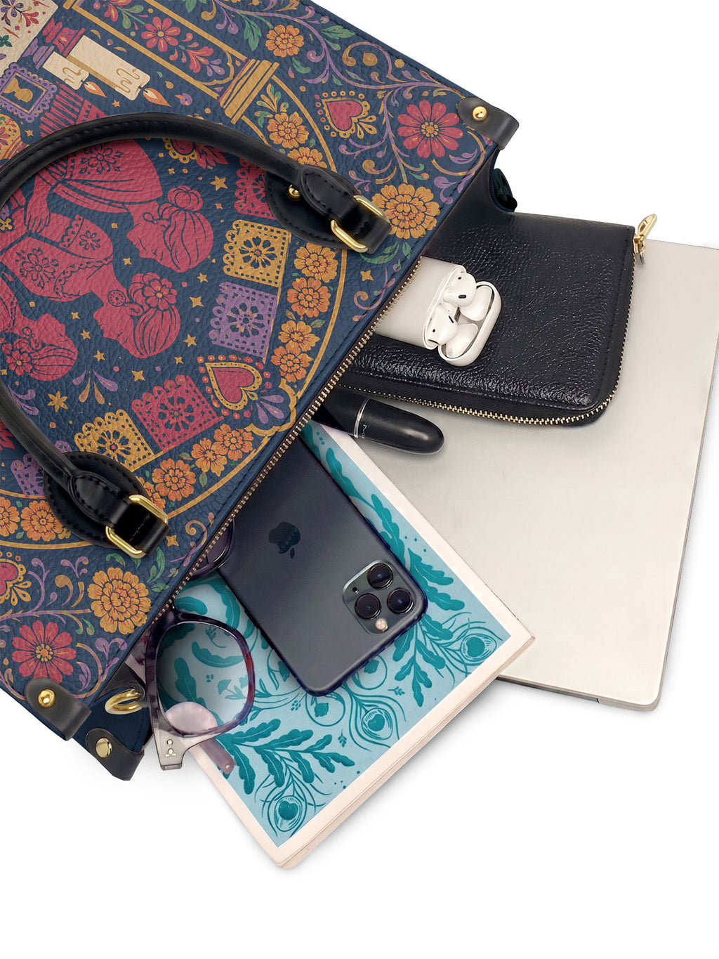 "Llevo a mis ancestros en la sangre" ver.1 Leather Handbag - interior | Paleta Bags