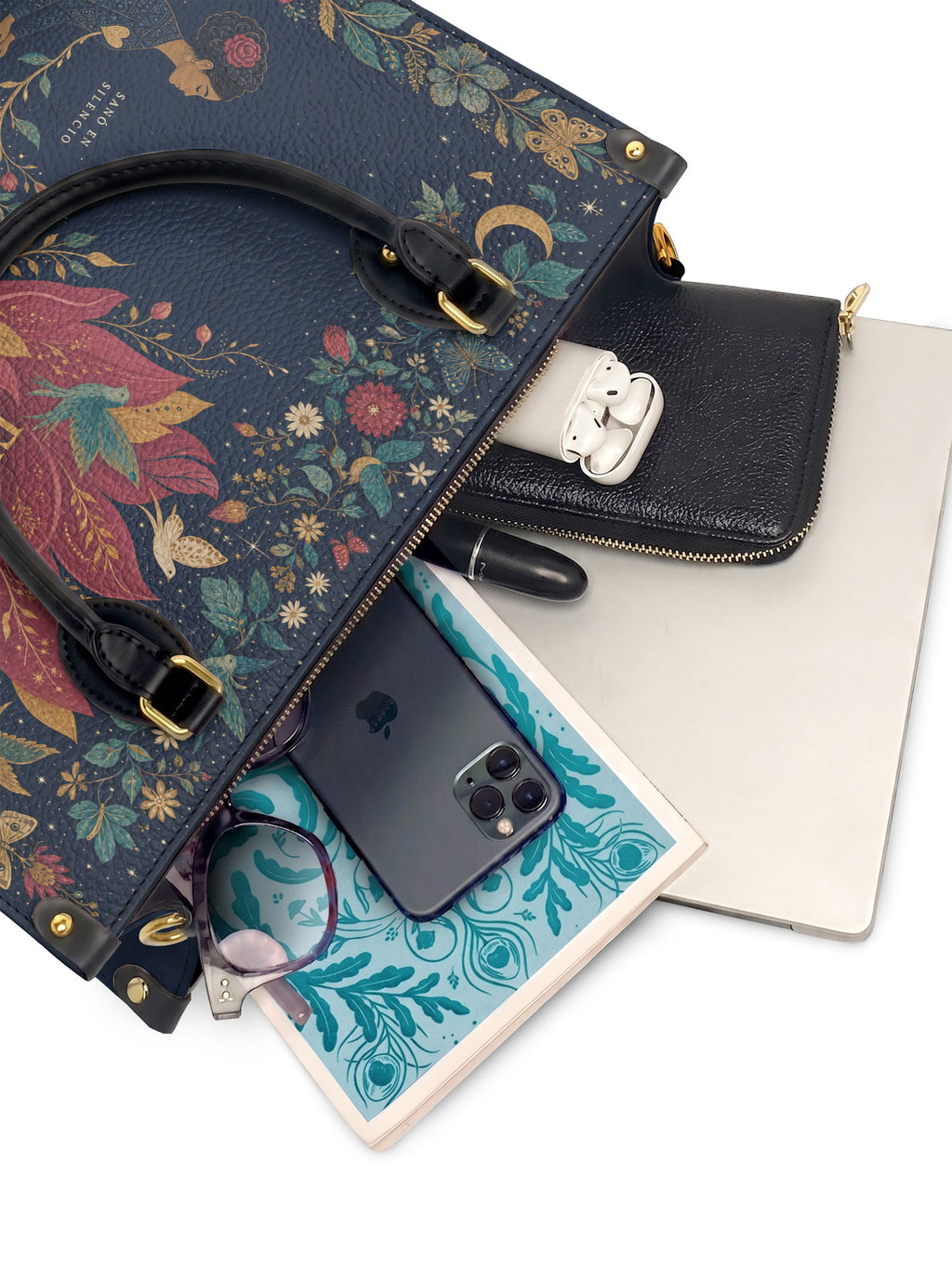 "Sanó en silencio, floreció con fuerza" ver.2 Leather Handbag - interior | Paleta Bags