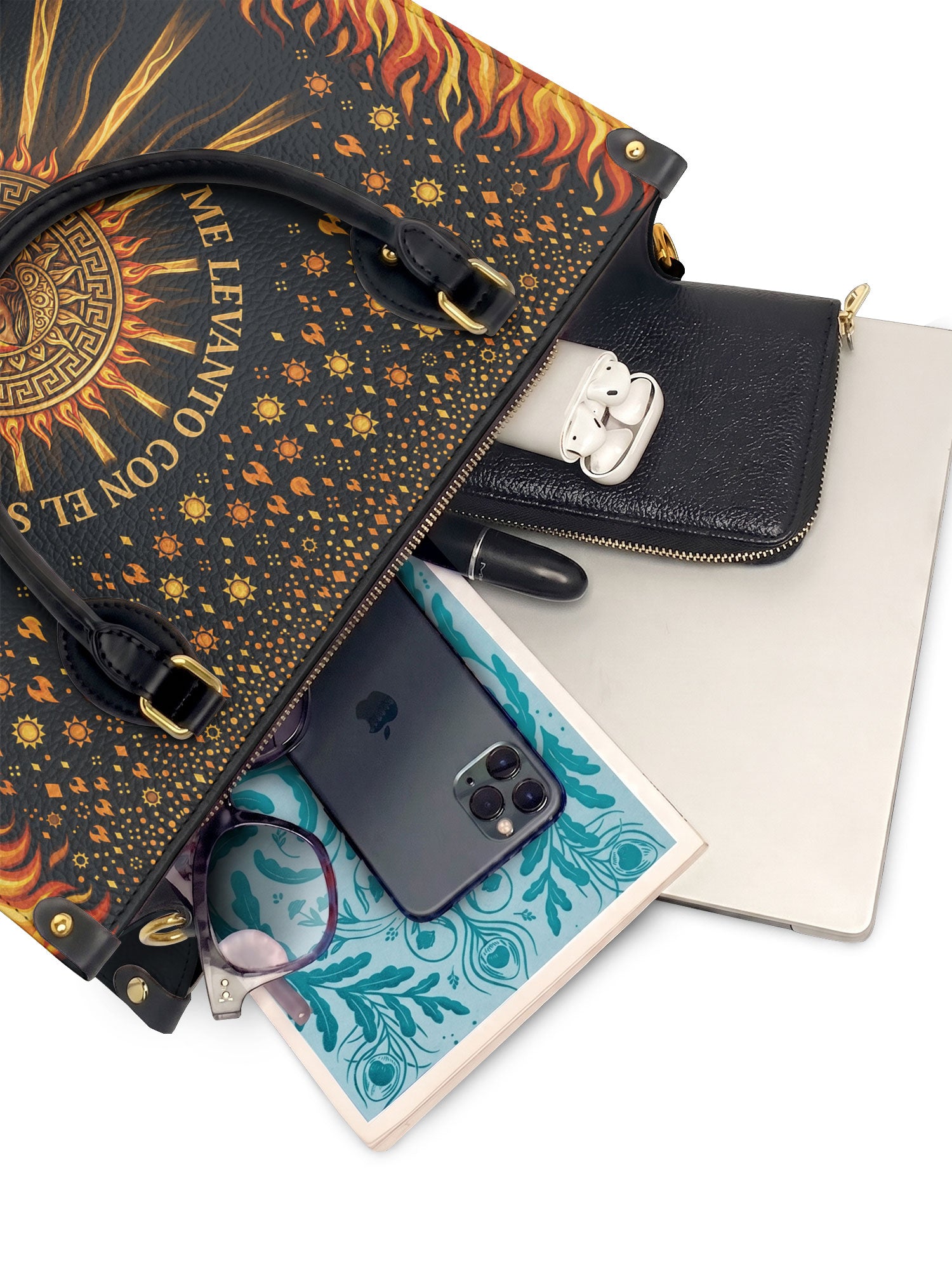 "Me levanto con el sol y llevo el fuego" ver.2 Leather Handbag - interior | Paleta Bags