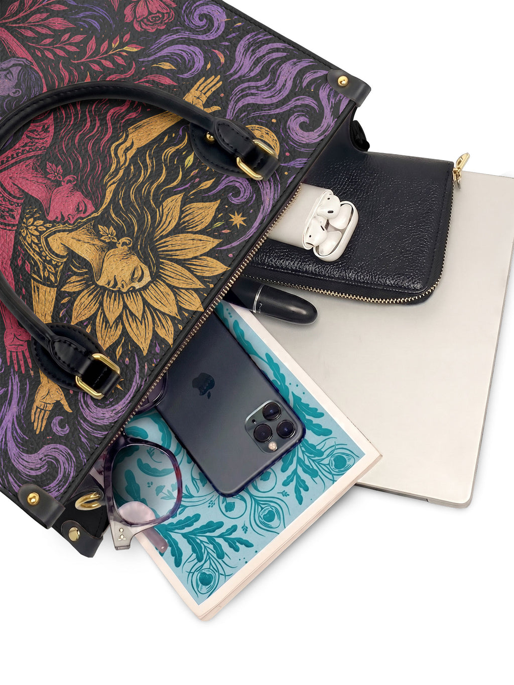 "Caí, me levanté, florecí" ver.4 Leather Handbag - interior | Paleta Bags