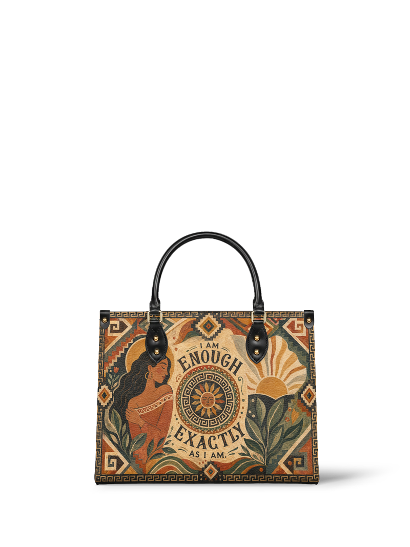 "Soy suficiente, tal y como soy" ver.5 Leather Handbag