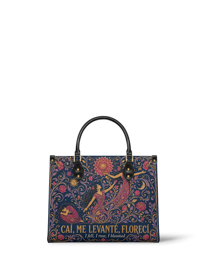 "Caí, me levanté, florecí" ver.5 Leather Handbag