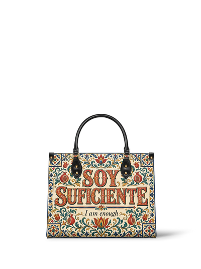 "Soy suficiente, tal y como soy" ver.1 Leather Handbag
