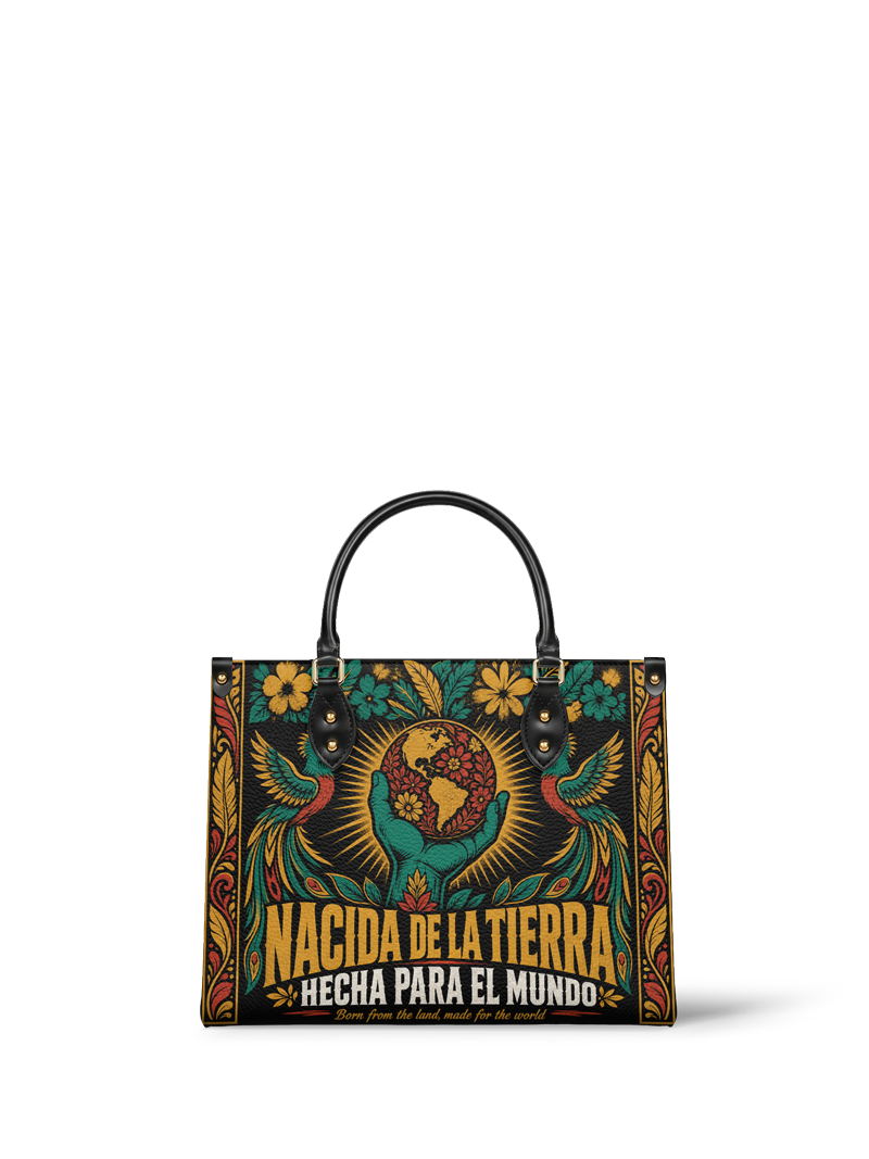 "Nacida de la tierra, hecha para el mundo" ver.4 Leather Handbag