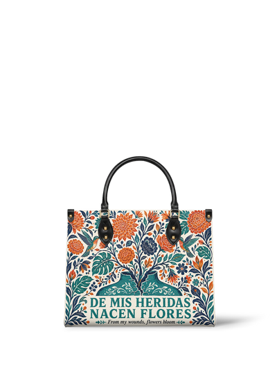 "De mis heridas nacen flores" ver.1 Leather Handbag