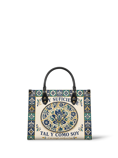 "Soy suficiente, tal y como soy" ver.8 Leather Handbag