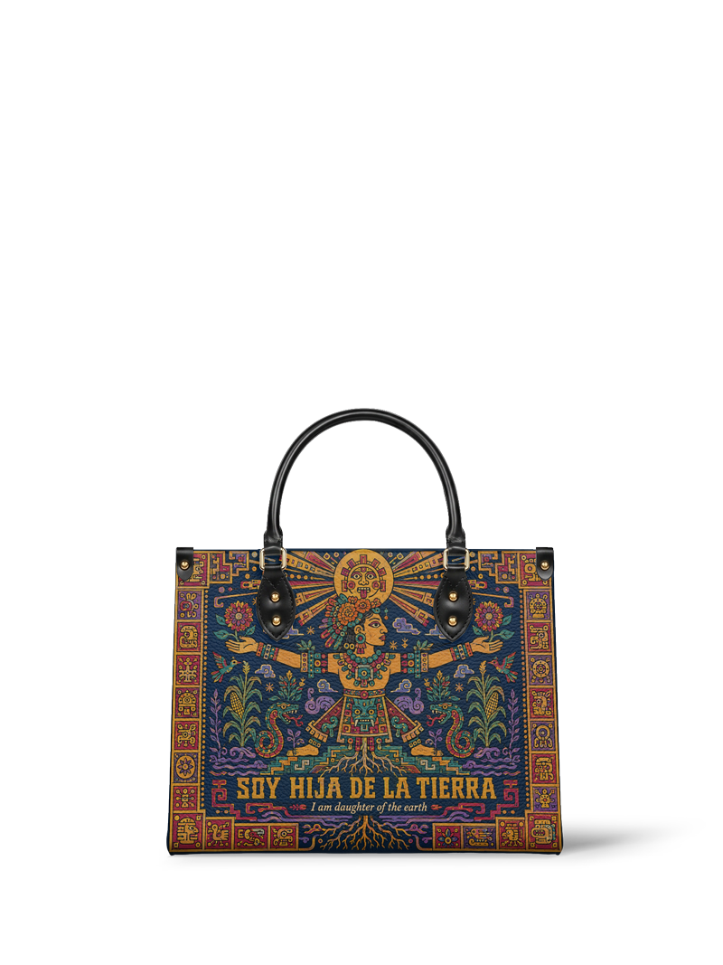 "Soy hija de la tierra" ver.2 Leather Handbag