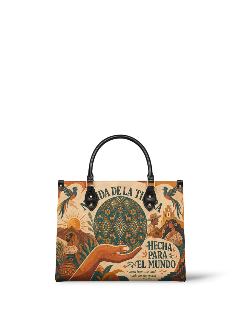 "Nacida de la tierra, hecha para el mundo" ver.1 Leather Handbag