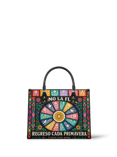 "Como la flor, regreso cada primavera" ver.2 Leather Handbag