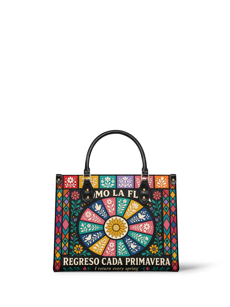 "Como la flor, regreso cada primavera" ver.2 Leather Handbag
