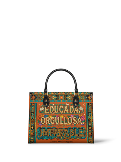 "Educada. Orgullosa. Imparable" ver.1 Leather Handbag