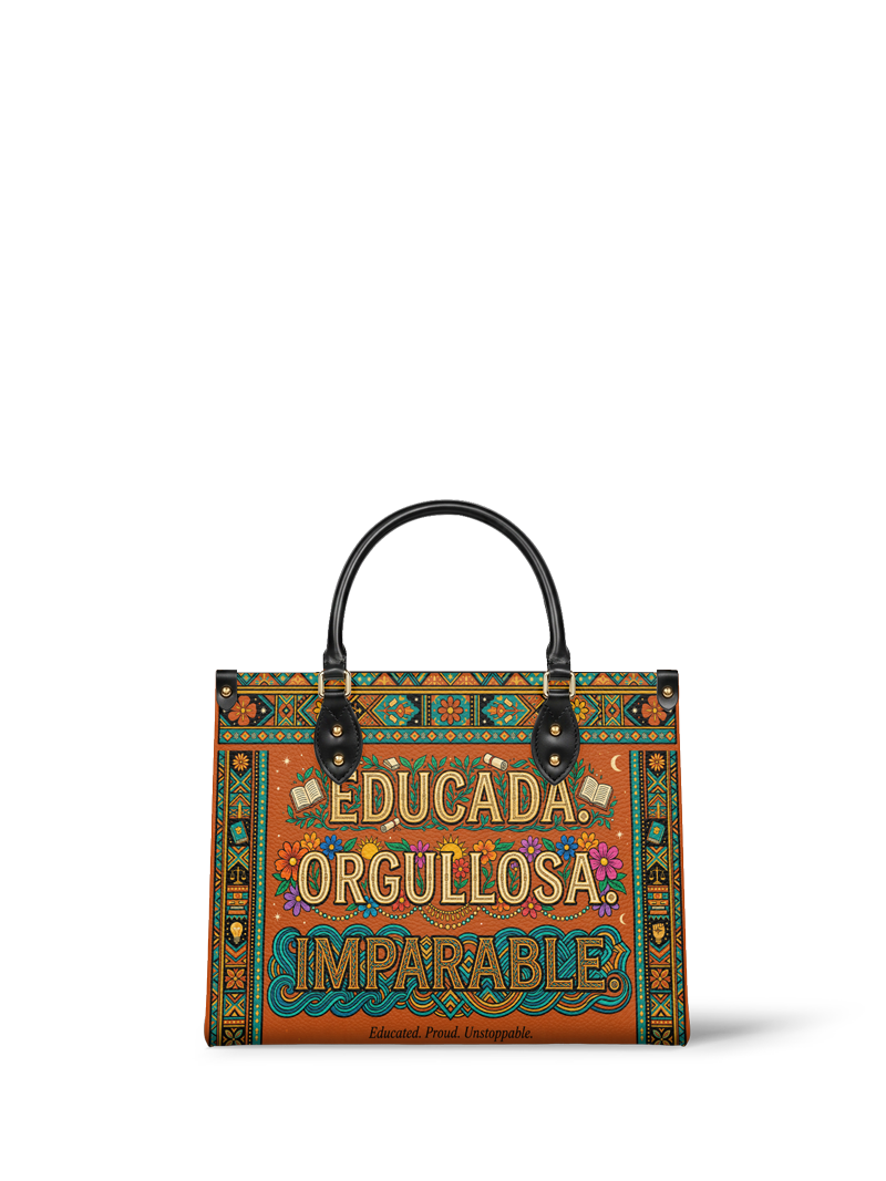 "Educada. Orgullosa. Imparable" ver.1 Leather Handbag