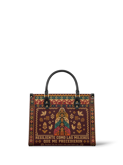 "Resiliente como las mujeres que me precedieron" ver.3 Leather Handbag