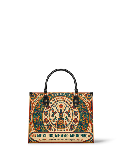 "Me cuido, me amo, me honro" ver.1 Leather Handbag