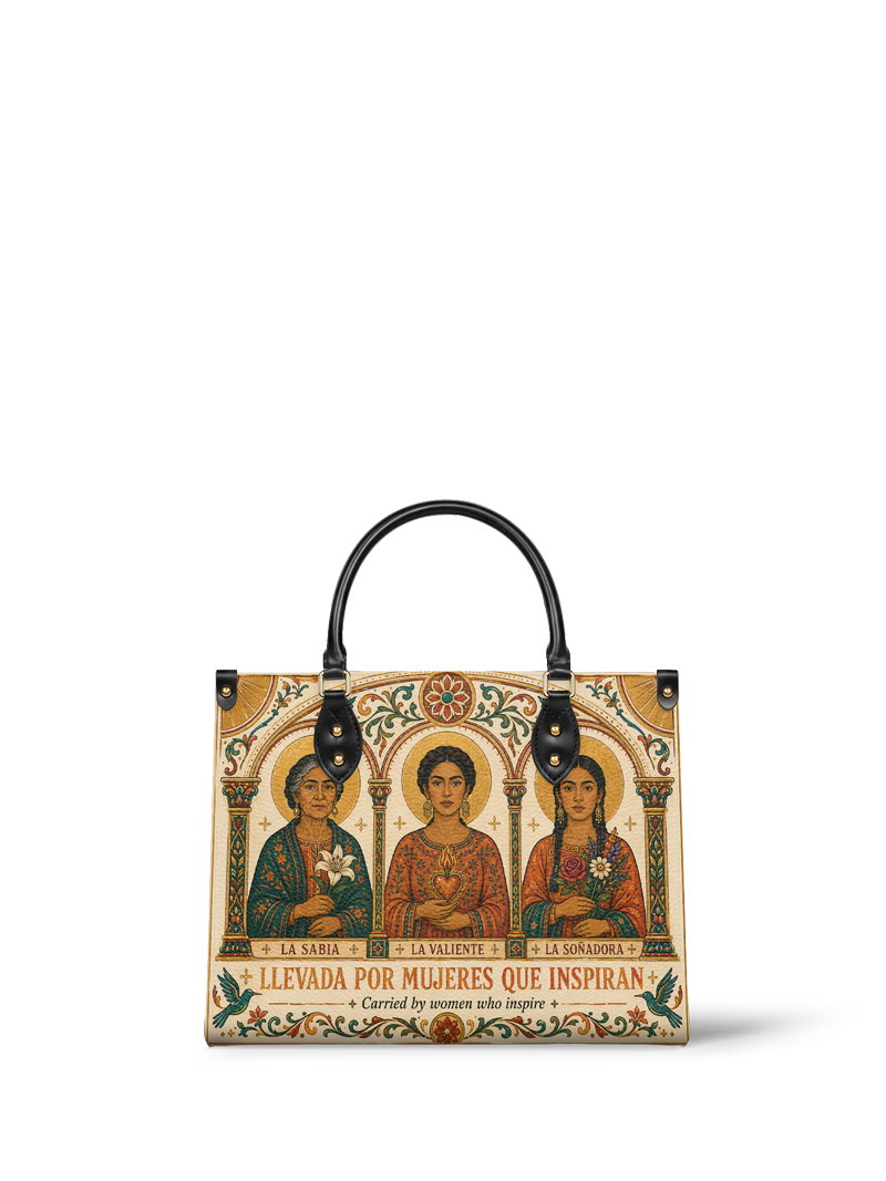 "Llevada por mujeres que inspiran" ver.1 Leather Handbag