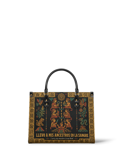 "Llevo a mis ancestros en la sangre" ver.2 Leather Handbag
