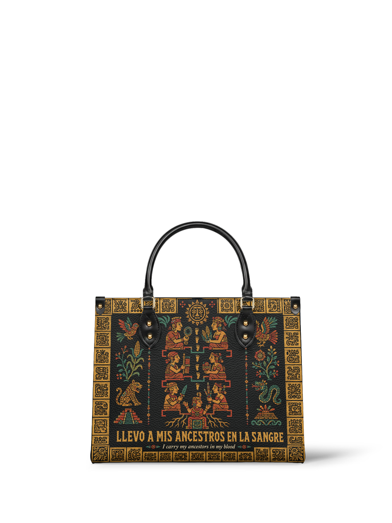 "Llevo a mis ancestros en la sangre" ver.2 Leather Handbag