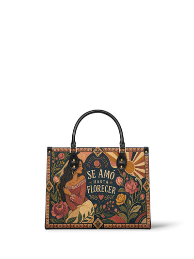 "Se amó hasta florecer" ver.1 Leather Handbag