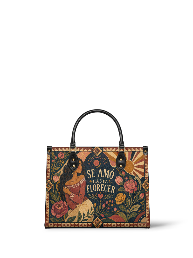 "Se amó hasta florecer" ver.1 Leather Handbag