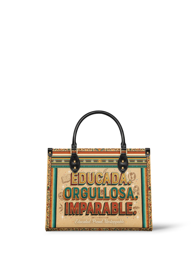 "Educada. Orgullosa. Imparable" ver.4 Leather Handbag