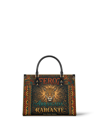 "Feroz. Arraigada. Radiante" ver.6 Leather Handbag