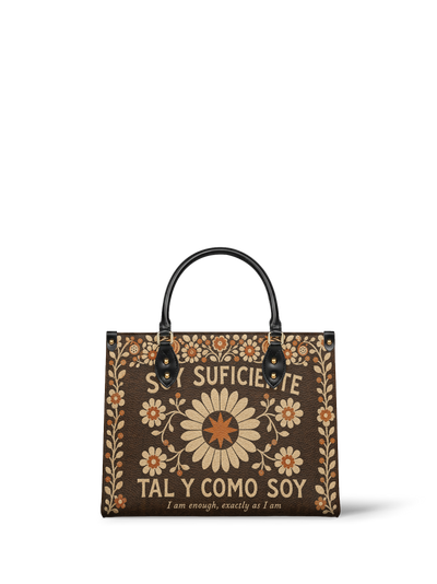 "Soy suficiente, tal y como soy" ver.6 Leather Handbag
