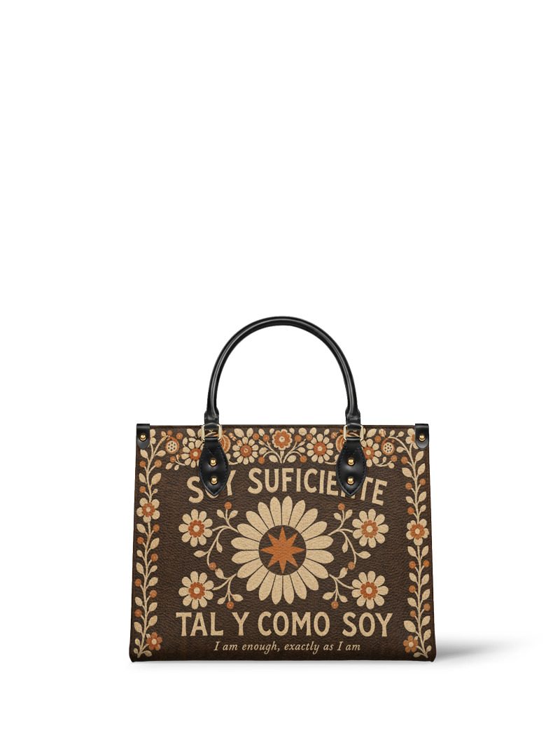 "Soy suficiente, tal y como soy" ver.6 Leather Handbag