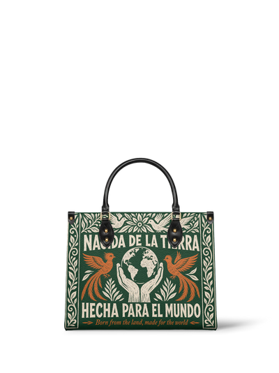"Nacida de la tierra, hecha para el mundo" ver.3 Leather Handbag