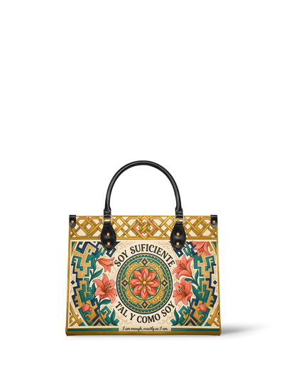 "Soy suficiente, tal y como soy" ver.9 Leather Handbag