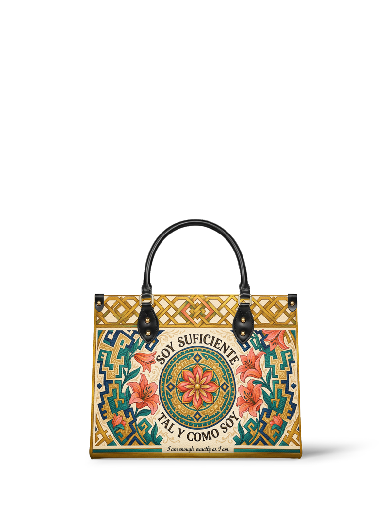 "Soy suficiente, tal y como soy" ver.9 Leather Handbag