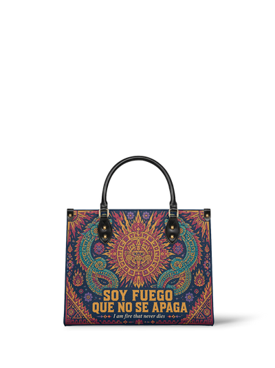 "Soy fuego que no se apaga" ver.3 Leather Handbag