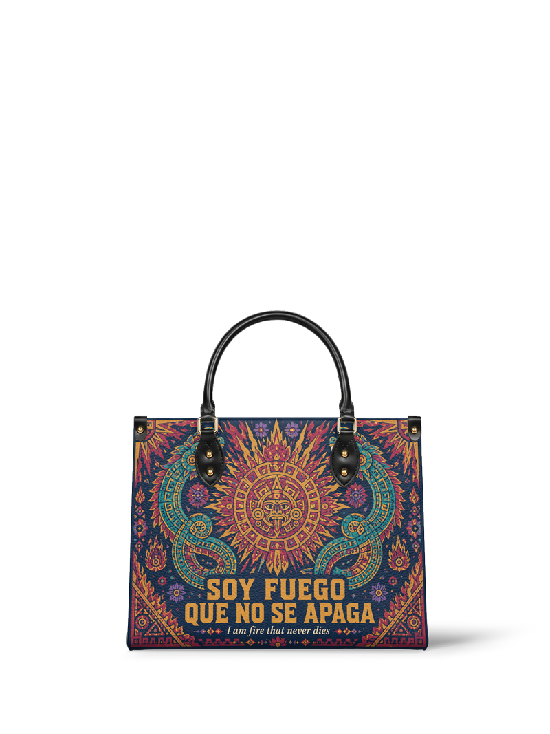 "Soy fuego que no se apaga" ver.3 Leather Handbag