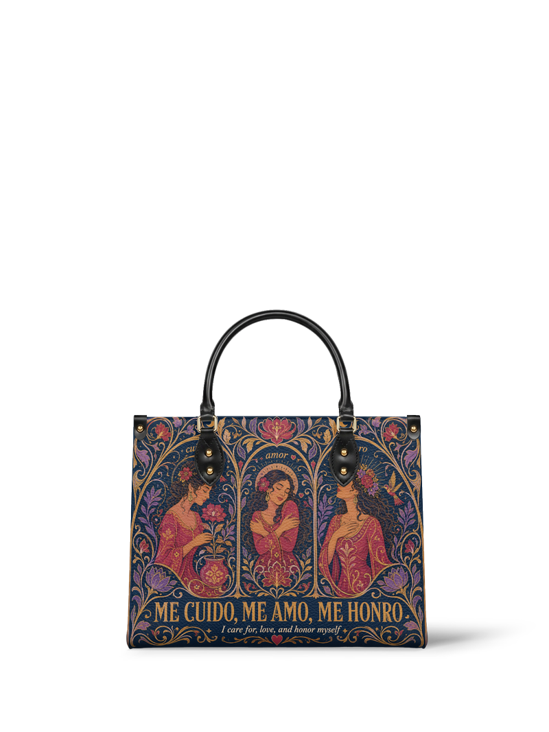 "Me cuido, me amo, me honro" ver.3 Leather Handbag