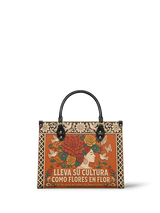 "Lleva su cultura como flores en flor" ver.3 Leather Handbag