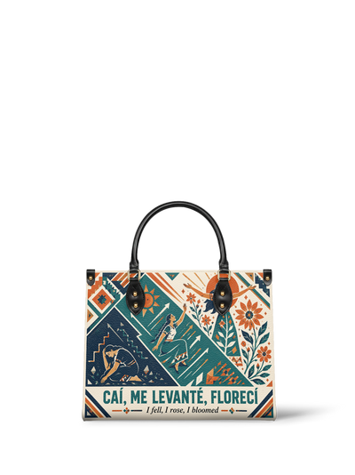 "Caí, me levanté, florecí" ver.3 Leather Handbag