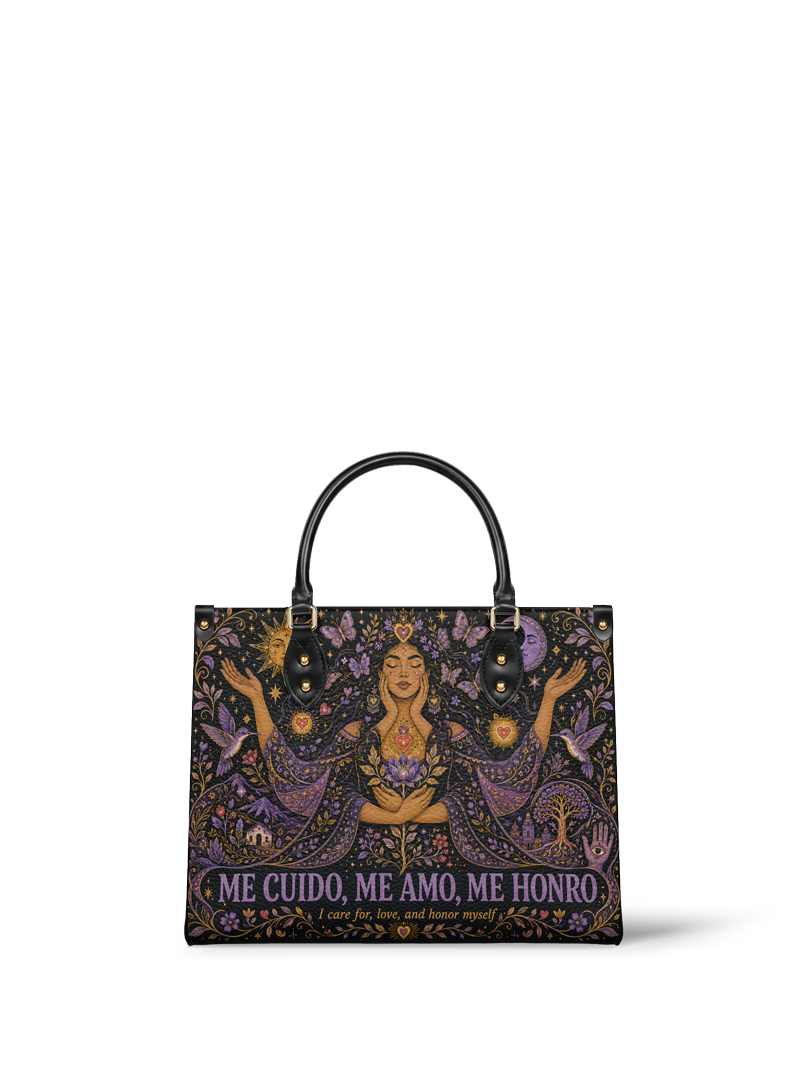 "Me cuido, me amo, me honro" ver.2 Leather Handbag