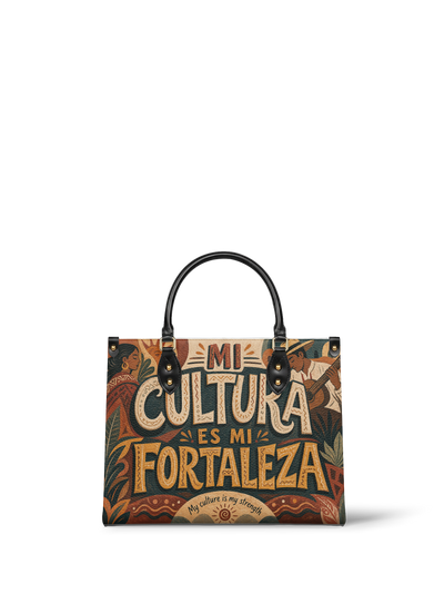 "Mi cultura es mi fortaleza" ver.1 Leather Handbag